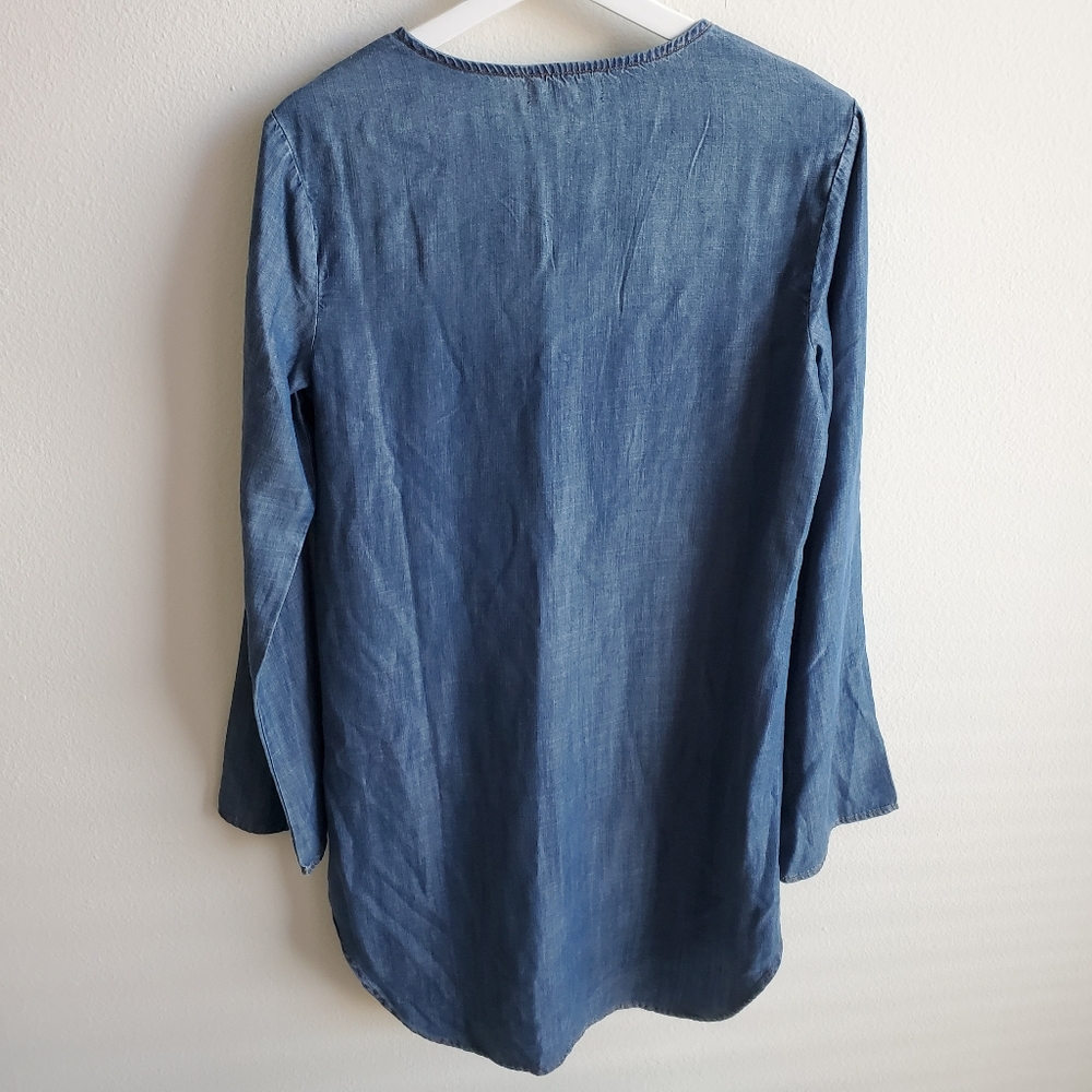 Cloth & Stone Chambray Lace-Up Tunic Dress - Picture 3 of 6